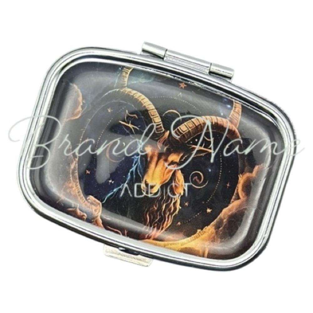 Aries Zodiac Multi-Use Mirrored Pill Box Container